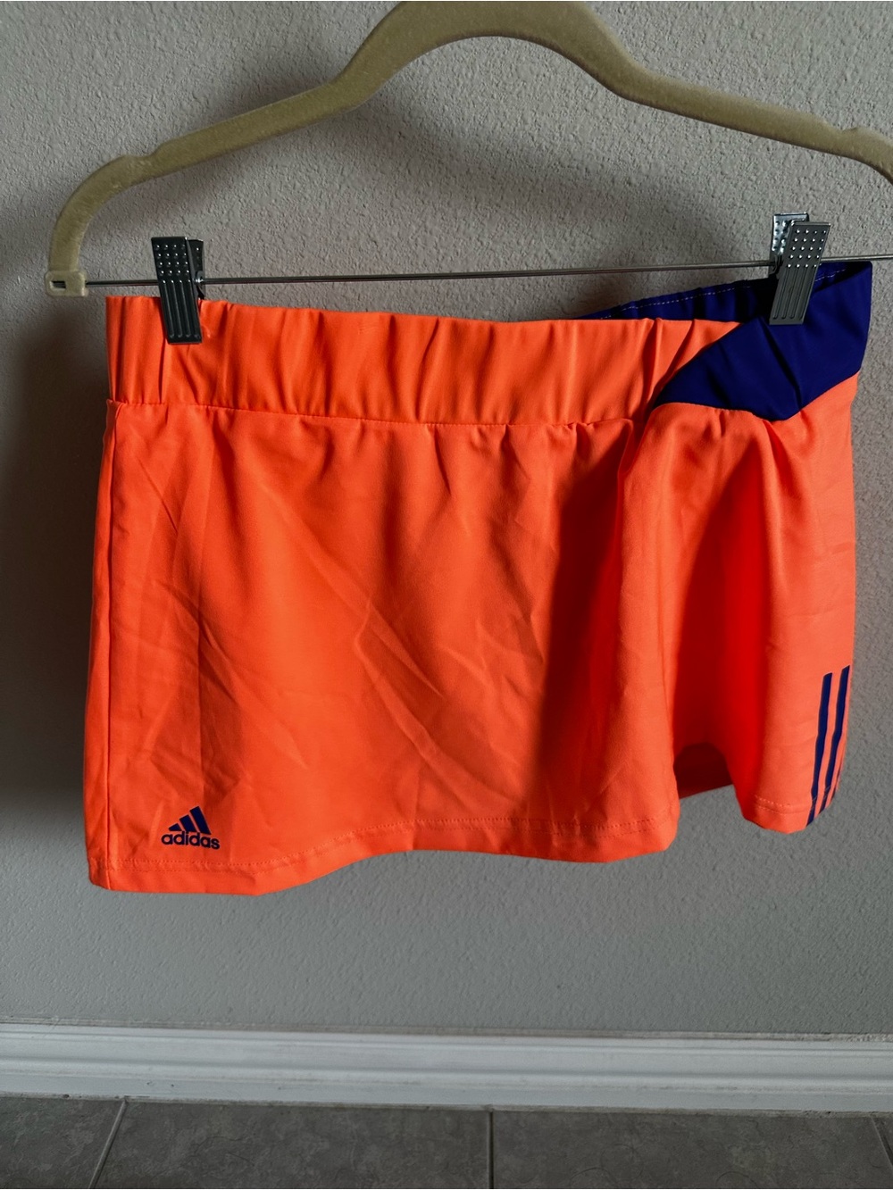 adidas Bright Orange Women Athletic Skort with Electric Blue Accents